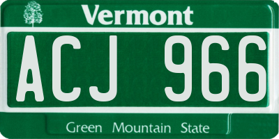VT license plate ACJ966