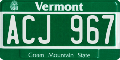 VT license plate ACJ967