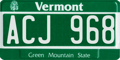 VT license plate ACJ968