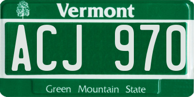 VT license plate ACJ970
