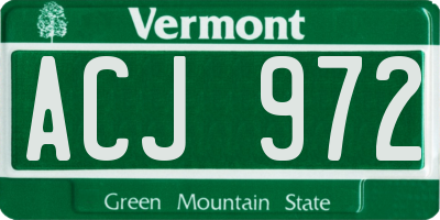 VT license plate ACJ972