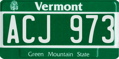 VT license plate ACJ973
