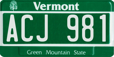VT license plate ACJ981