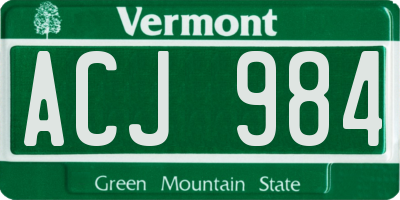 VT license plate ACJ984