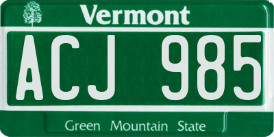 VT license plate ACJ985