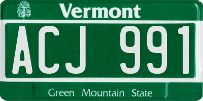 VT license plate ACJ991