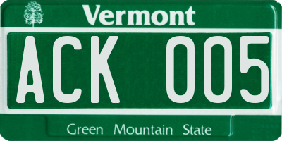 VT license plate ACK005