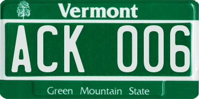 VT license plate ACK006