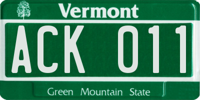 VT license plate ACK011
