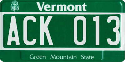 VT license plate ACK013
