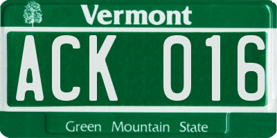 VT license plate ACK016
