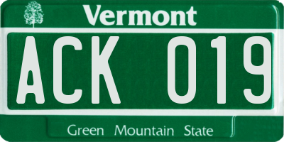 VT license plate ACK019
