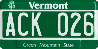 VT license plate ACK026