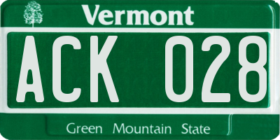 VT license plate ACK028