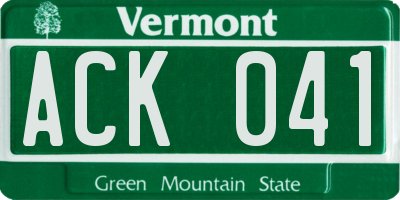 VT license plate ACK041