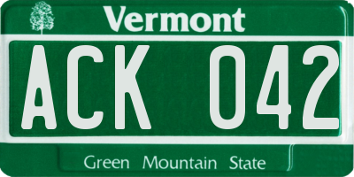 VT license plate ACK042