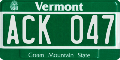 VT license plate ACK047