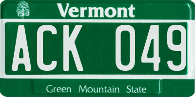 VT license plate ACK049