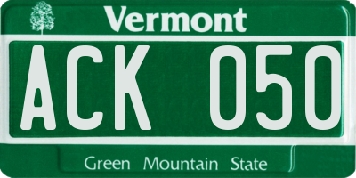 VT license plate ACK050