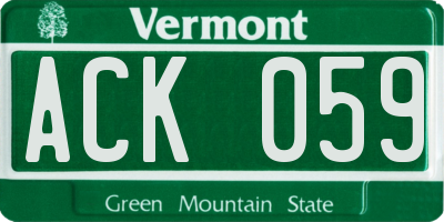 VT license plate ACK059