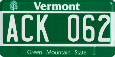 VT license plate ACK062