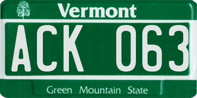 VT license plate ACK063