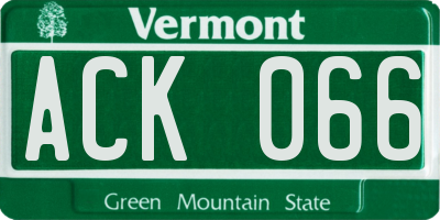 VT license plate ACK066