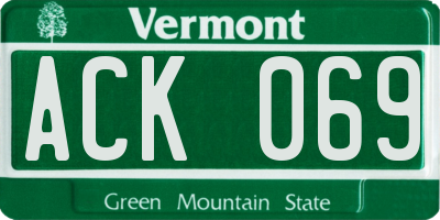 VT license plate ACK069