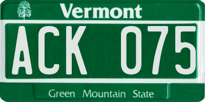 VT license plate ACK075