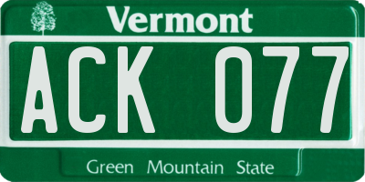 VT license plate ACK077