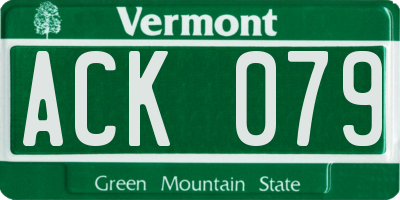 VT license plate ACK079