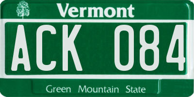 VT license plate ACK084