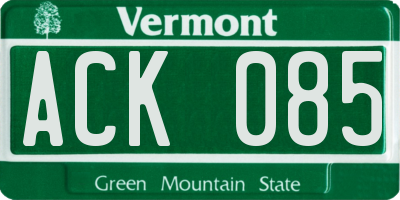 VT license plate ACK085