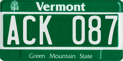 VT license plate ACK087