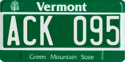VT license plate ACK095
