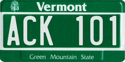 VT license plate ACK101