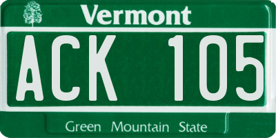 VT license plate ACK105