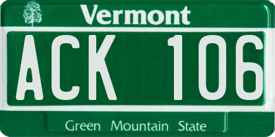 VT license plate ACK106