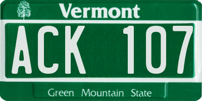 VT license plate ACK107