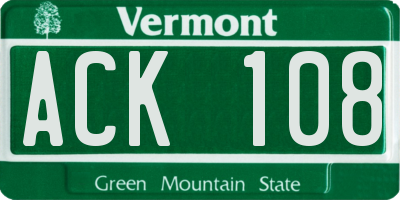 VT license plate ACK108