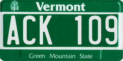 VT license plate ACK109