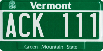 VT license plate ACK111