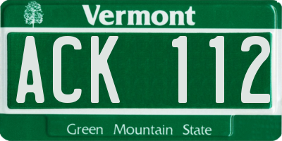 VT license plate ACK112