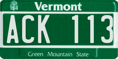 VT license plate ACK113