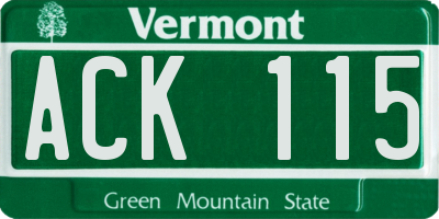VT license plate ACK115