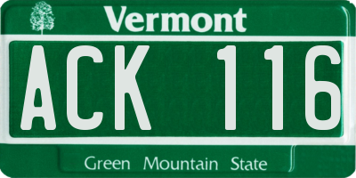 VT license plate ACK116