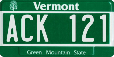 VT license plate ACK121