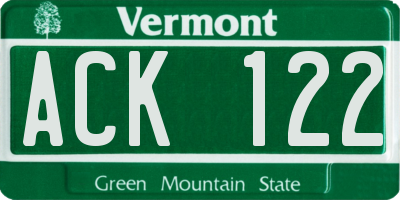 VT license plate ACK122