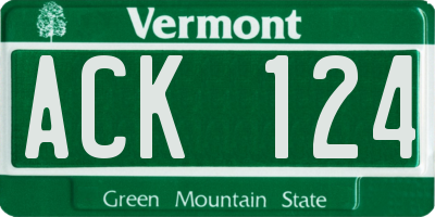 VT license plate ACK124