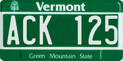 VT license plate ACK125